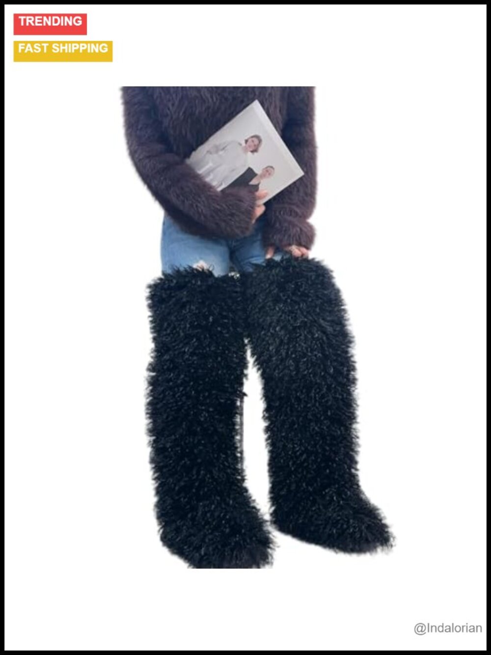 Thigh High Faux Fur Teddy Boots Over the Knee Fluffy Winter Boots for Women